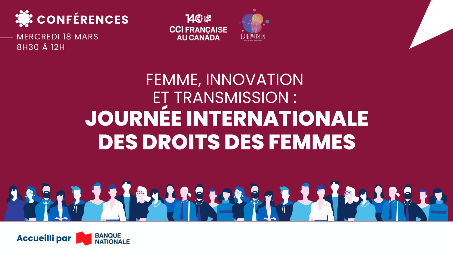 Affiche 5@7 Femmes en tech, evenement conjoint DigiWomen et AQIII, 10 mars 2026