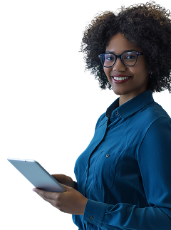 Femme tenant une tablette